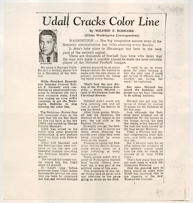Udall Cracks Color Line, article