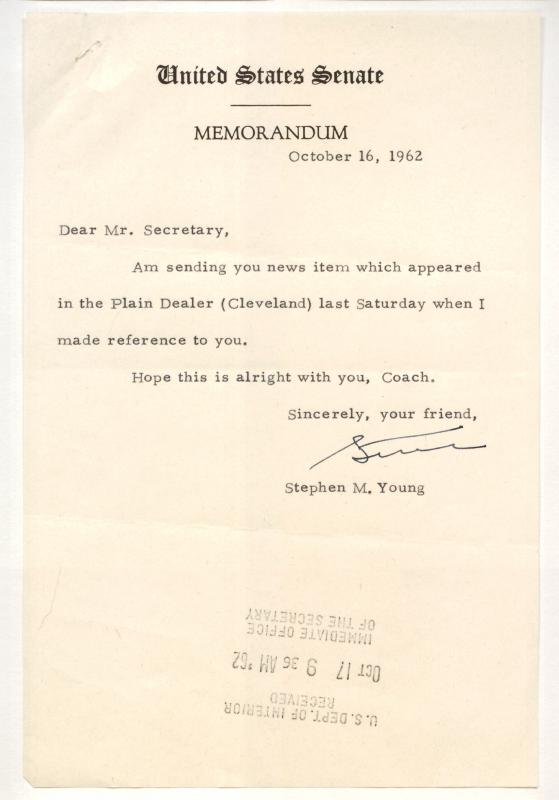Stephen M. Young, letter, 1962