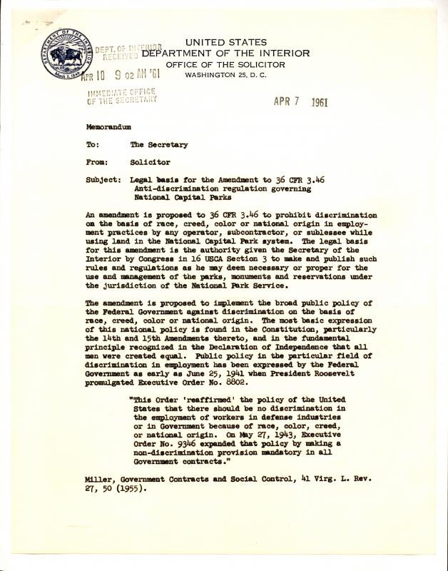 Letter from Frank J. Barry, 1961