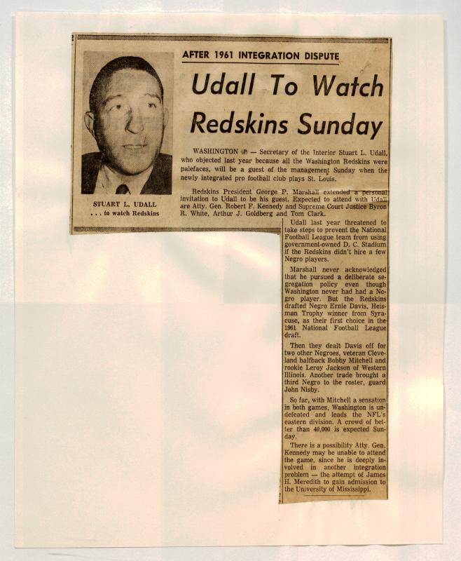 Udall to Watch Redskins Sunday, article