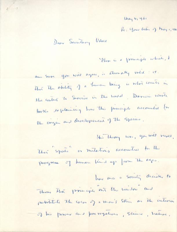 Letter from Henry M. Cathles, 1961