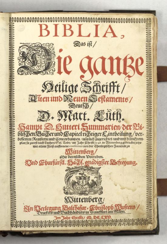Detail of German copy of the New Testament translated by Martin Luther