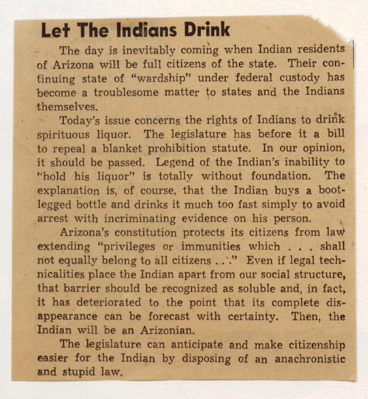 Let the Indians Drink, article