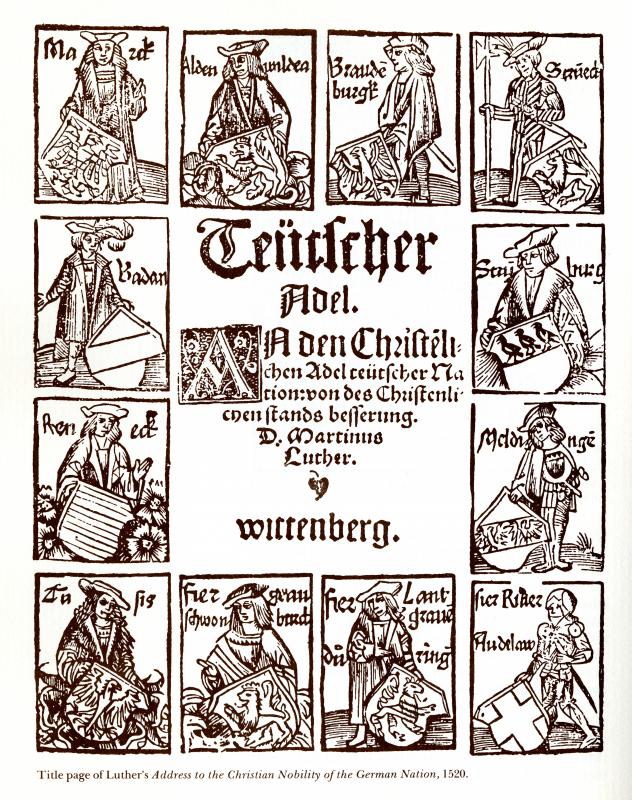 Title page of Luther's "Address to the Christian Nobility of the German Nation", 1520