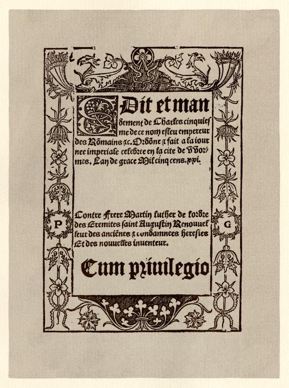 Title page, Edict of Worms, 1521