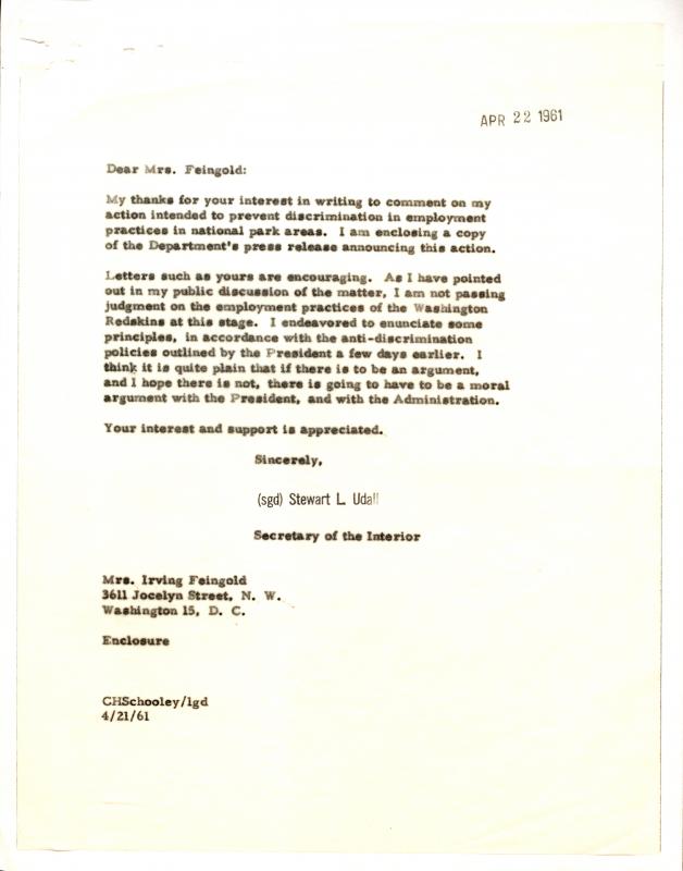 Response to Leah L. Feingold, 1961